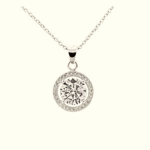 Cate & Chloe Blake 18k White Gold Plated Silver Halo Necklace